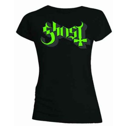 Picture of Ghost Ladies T-Shirt: Green/Grey Keyline Logo Skinny Fit