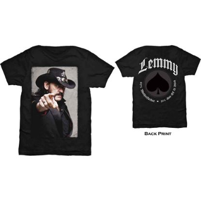Picture of Lemmy Unisex T-Shirt: Pointing Photo Back Print