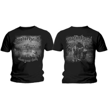 Picture of Motorhead Unisex T-Shirt: Clean Your Clock B&W Back Print