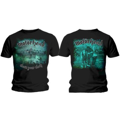 Picture of Motorhead Unisex T-Shirt: Clean Your Clock Green Back Print