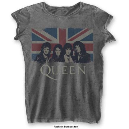 Picture of Queen Ladies Burnout T-Shirt: Vintage Union Jack