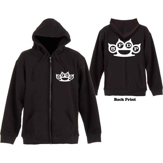 Picture of Five Finger Death Punch Unisex Zipped Hoodie: Knuckles Back Print