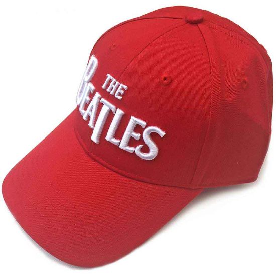 Picture of The Beatles Unisex Baseball Cap: White Drop T Logo (Red)