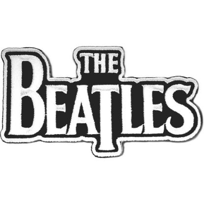 Picture of The Beatles Woven Patch: Drop T Logo Die Cut white on black (Standard) 