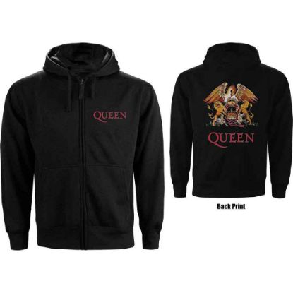 Picture of Queen Unisex Zipped Hoodie: Classic Crest Back Print