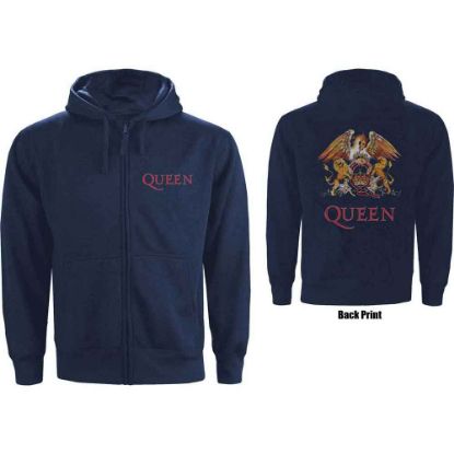 Picture of Queen Unisex Zipped Hoodie: Classic Crest Back Print