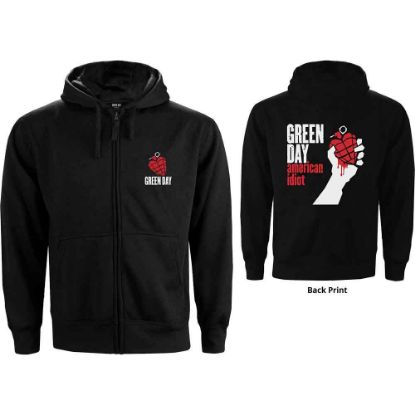 Picture of Green Day Unisex Zipped Hoodie: American Idiot Back Print