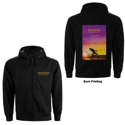 Picture of Queen Unisex Zipped Hoodie: Bohemian Rhapsody Movie Poster Back Print