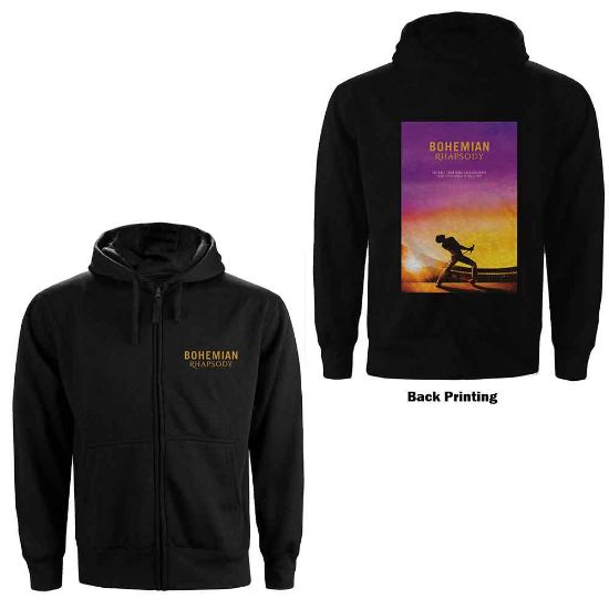Picture of Queen Unisex Zipped Hoodie: Bohemian Rhapsody Movie Poster Back Print