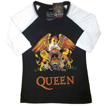 Picture of Queen Ladies Raglan T-Shirt: Classic Crest